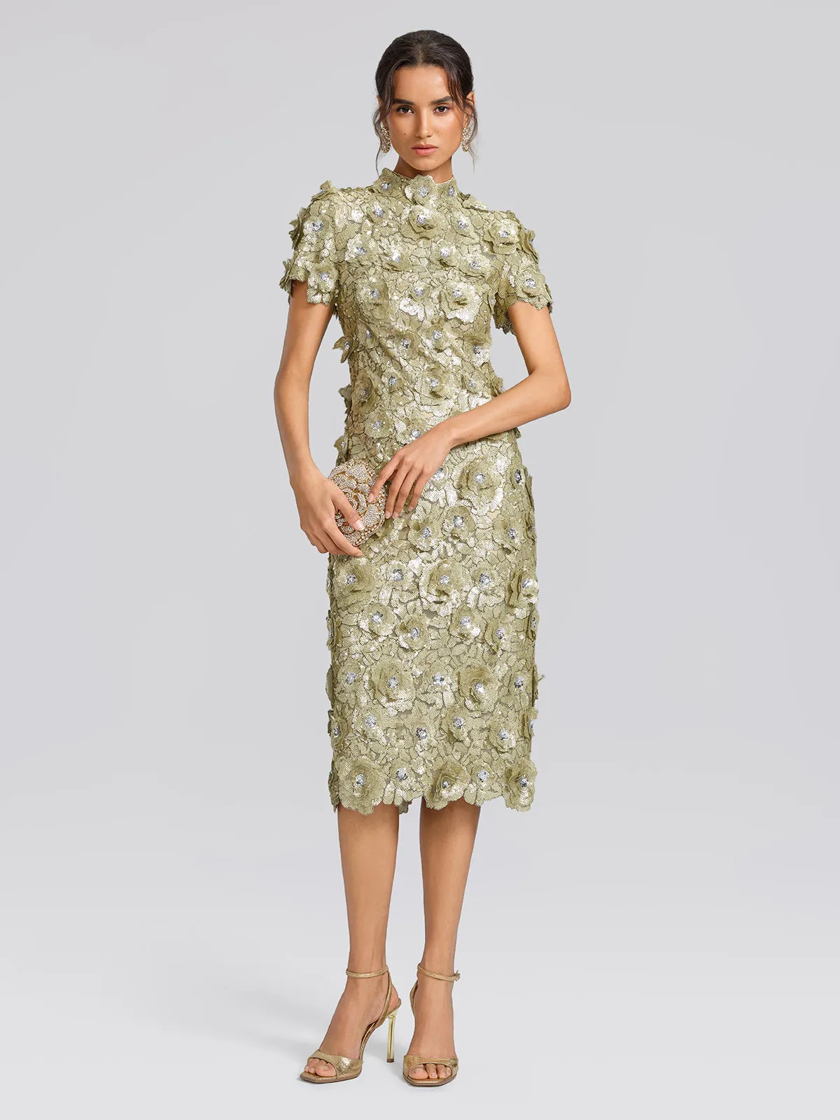 Allover Sequin Embroidered Floral Dress sold by Rich Radi Q's