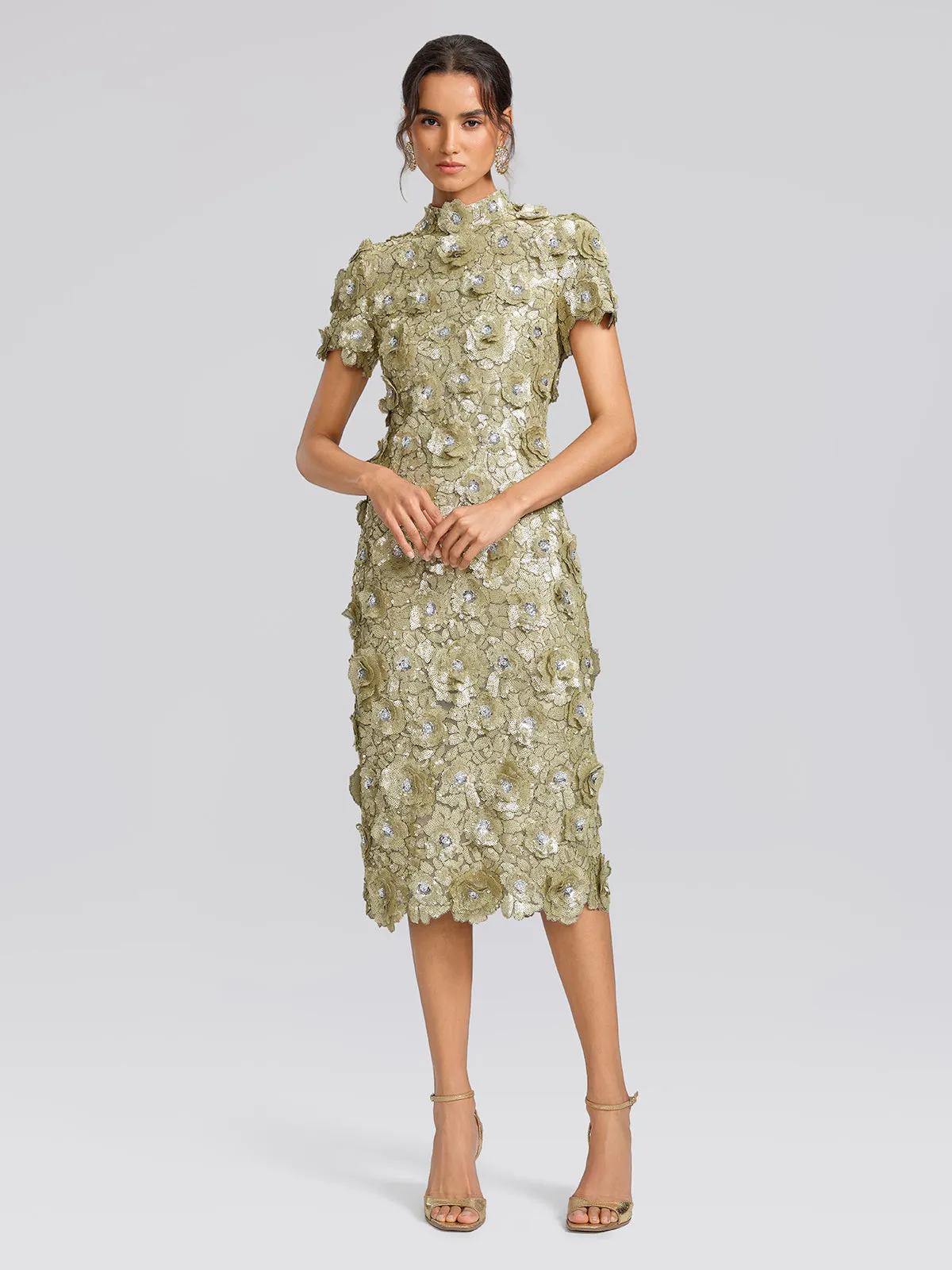 Allover Sequin Embroidered Floral Dress sold by Rich Radi Q's product image thumbnail 3