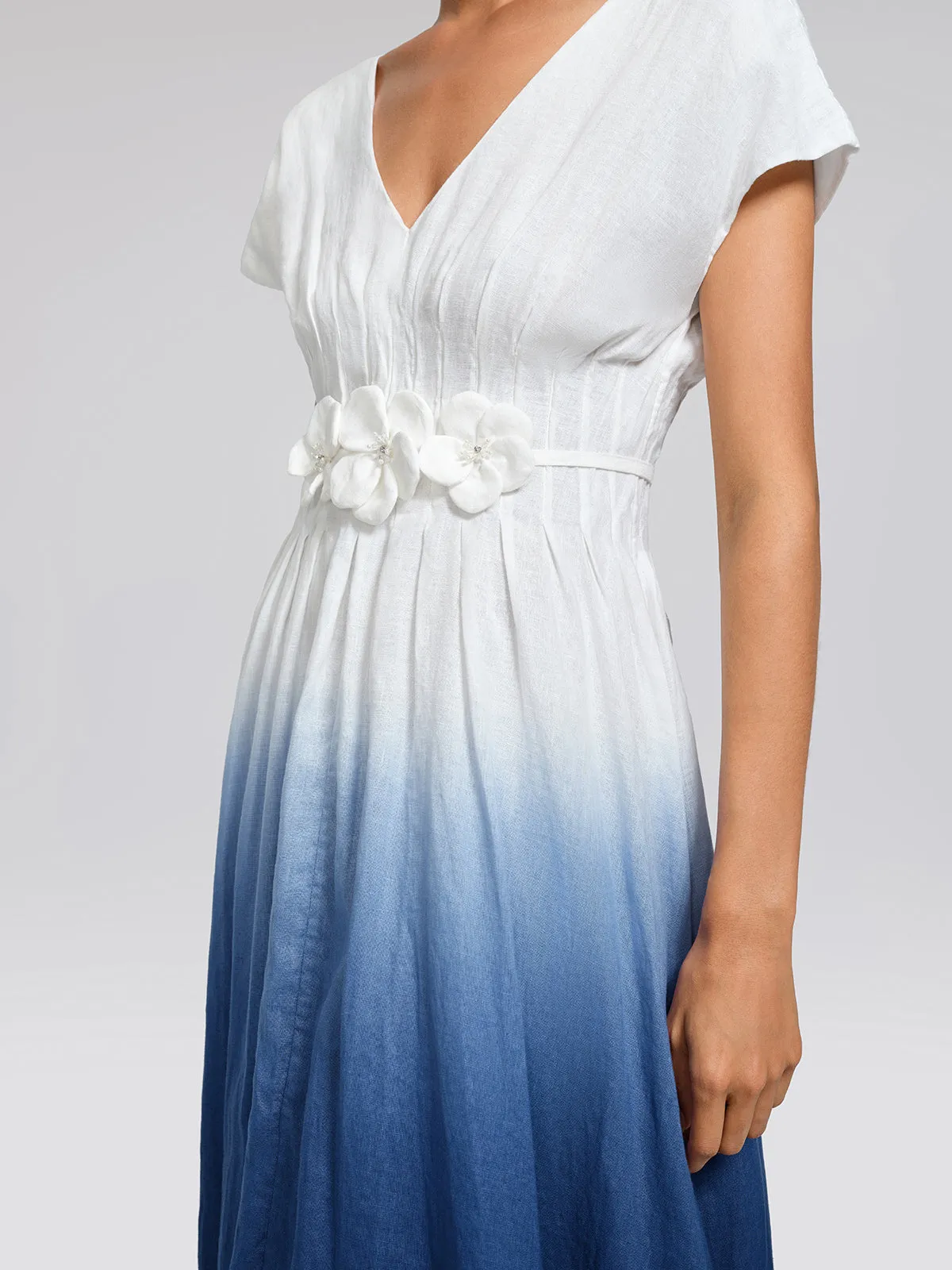 Linen Tie-Dye Resort Maxi Dress (3D Floral Waist Rope Included) sold by Rich Radi Q's product image thumbnail 5
