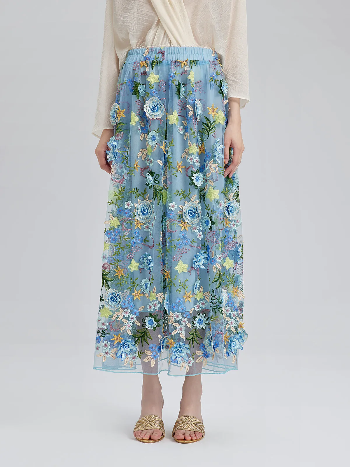 Final Sale | 3D Floral Embellished Elastic Skirt sold by Rich Radi Q's product image thumbnail 2