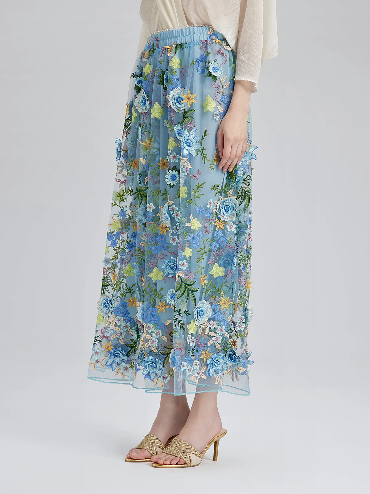 Final Sale | 3D Floral Embellished Elastic Skirt sold by Rich Radi Q's product image thumbnail 5
