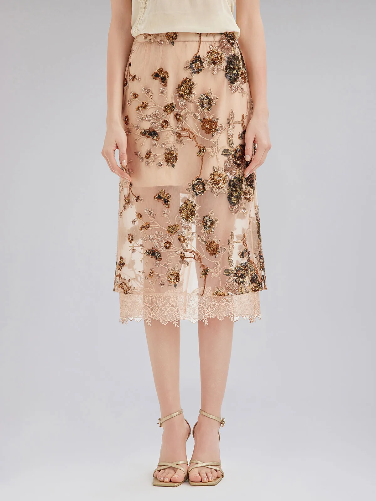 Final Sale | Luxurious Embroidered Sequin Skirt sold by Rich Radi Q's