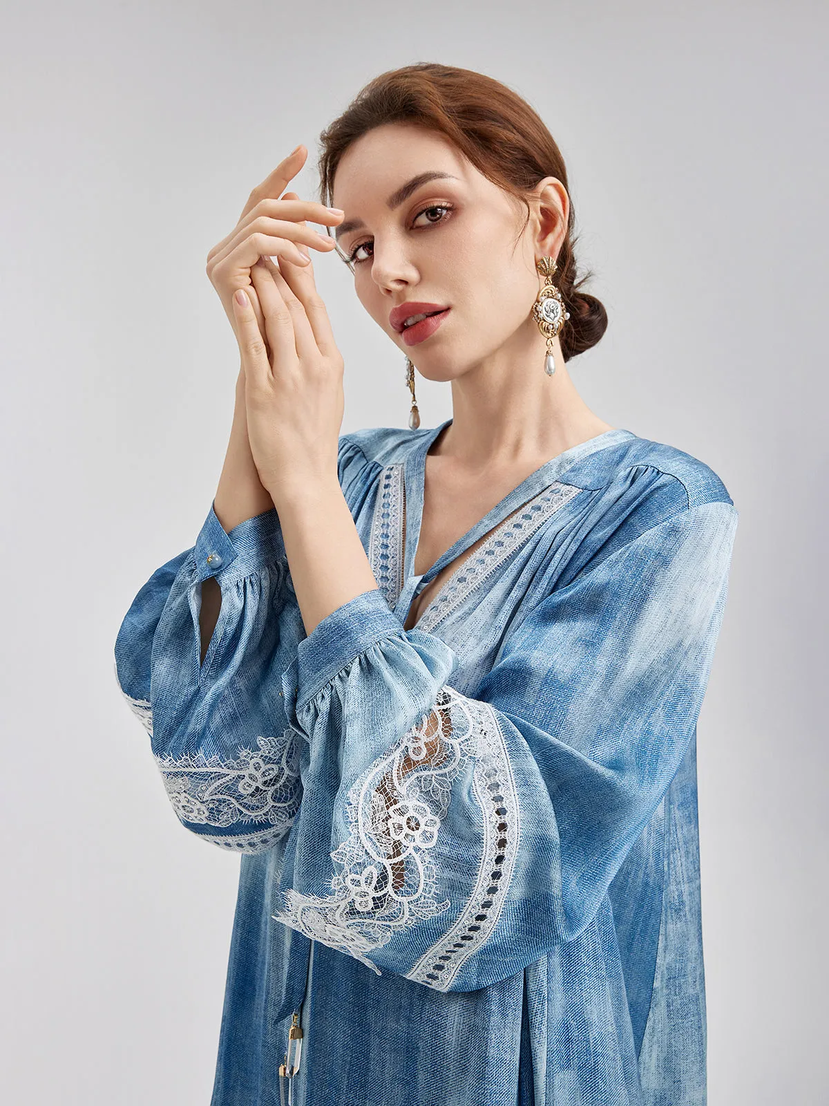 Final Sale | Artistic Gradient Openwork Lace Dress sold by Rich Radi Q's product image thumbnail 5