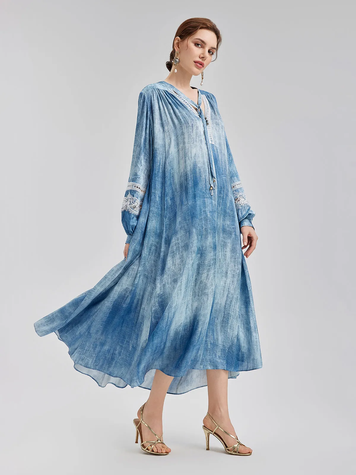 Final Sale | Artistic Gradient Openwork Lace Dress sold by Rich Radi Q's product image thumbnail 4