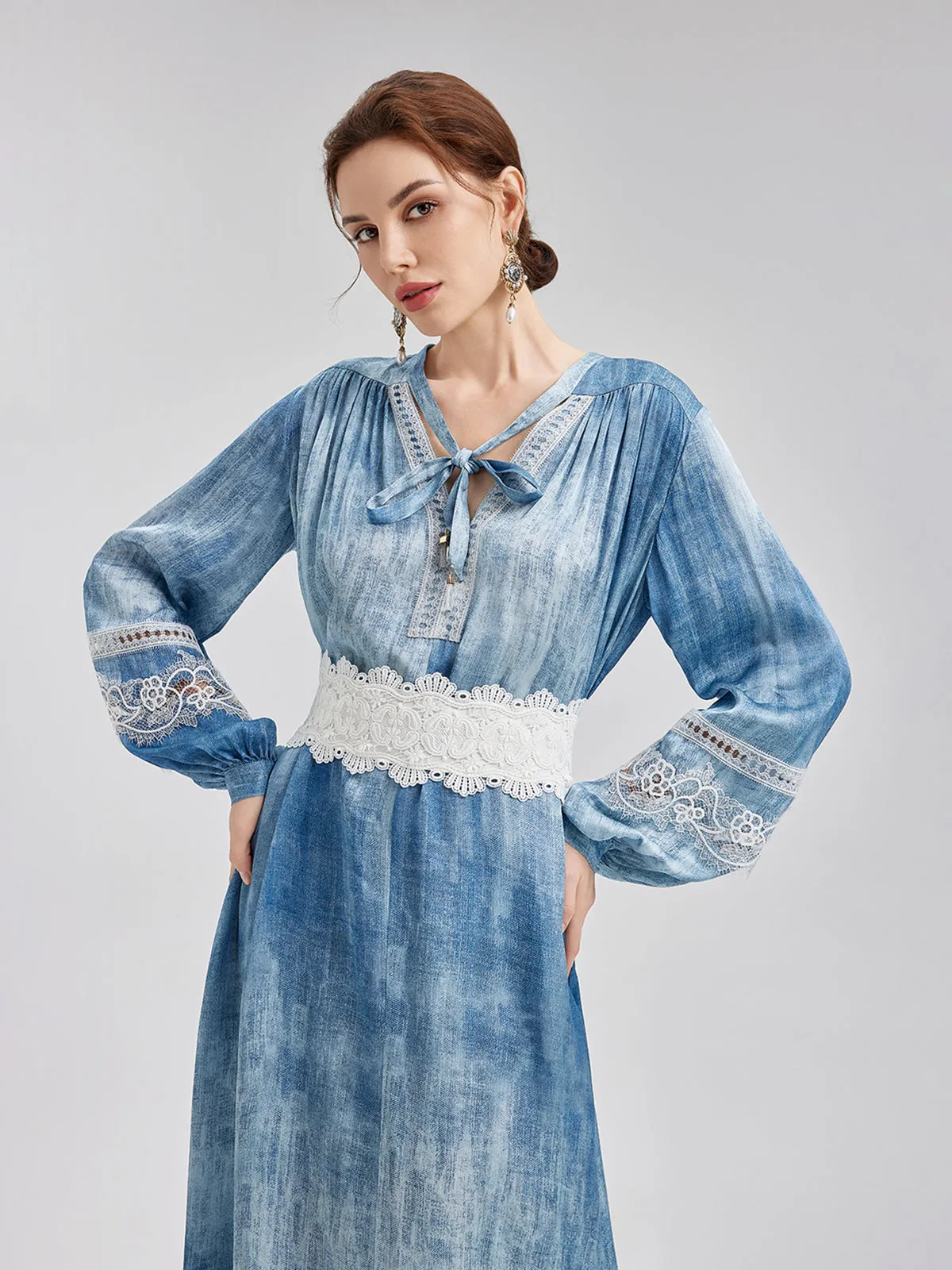 Final Sale | Artistic Gradient Openwork Lace Dress sold by Rich Radi Q's product image thumbnail 3