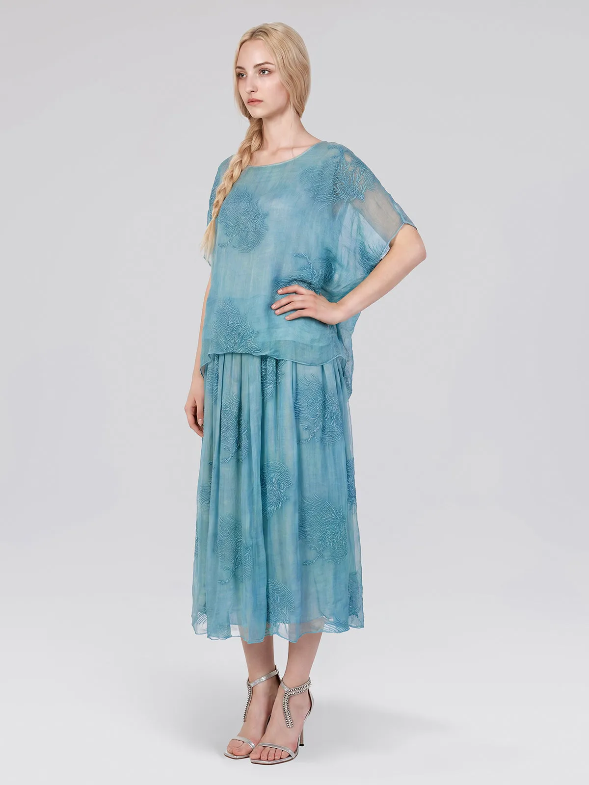 100% Color-Dyed Silk Floral Embroidered Set sold by Rich Radi Q's product image thumbnail 5