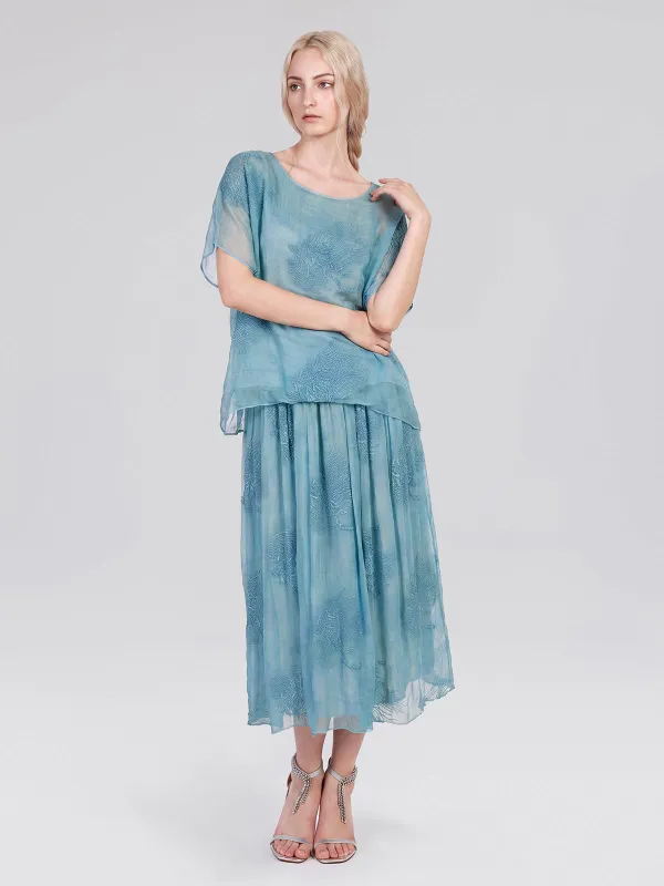 100% Color-Dyed Silk Floral Embroidered Set made by Rich Radi Q's