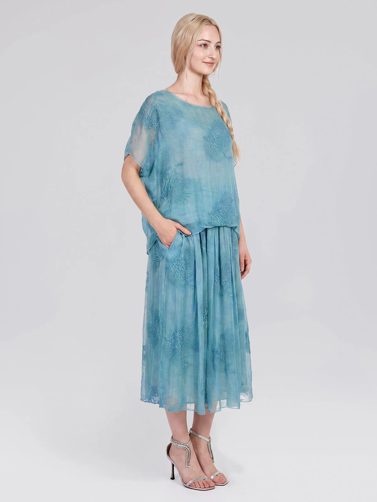 100% Color-Dyed Silk Floral Embroidered Set sold by Rich Radi Q's product image thumbnail 3