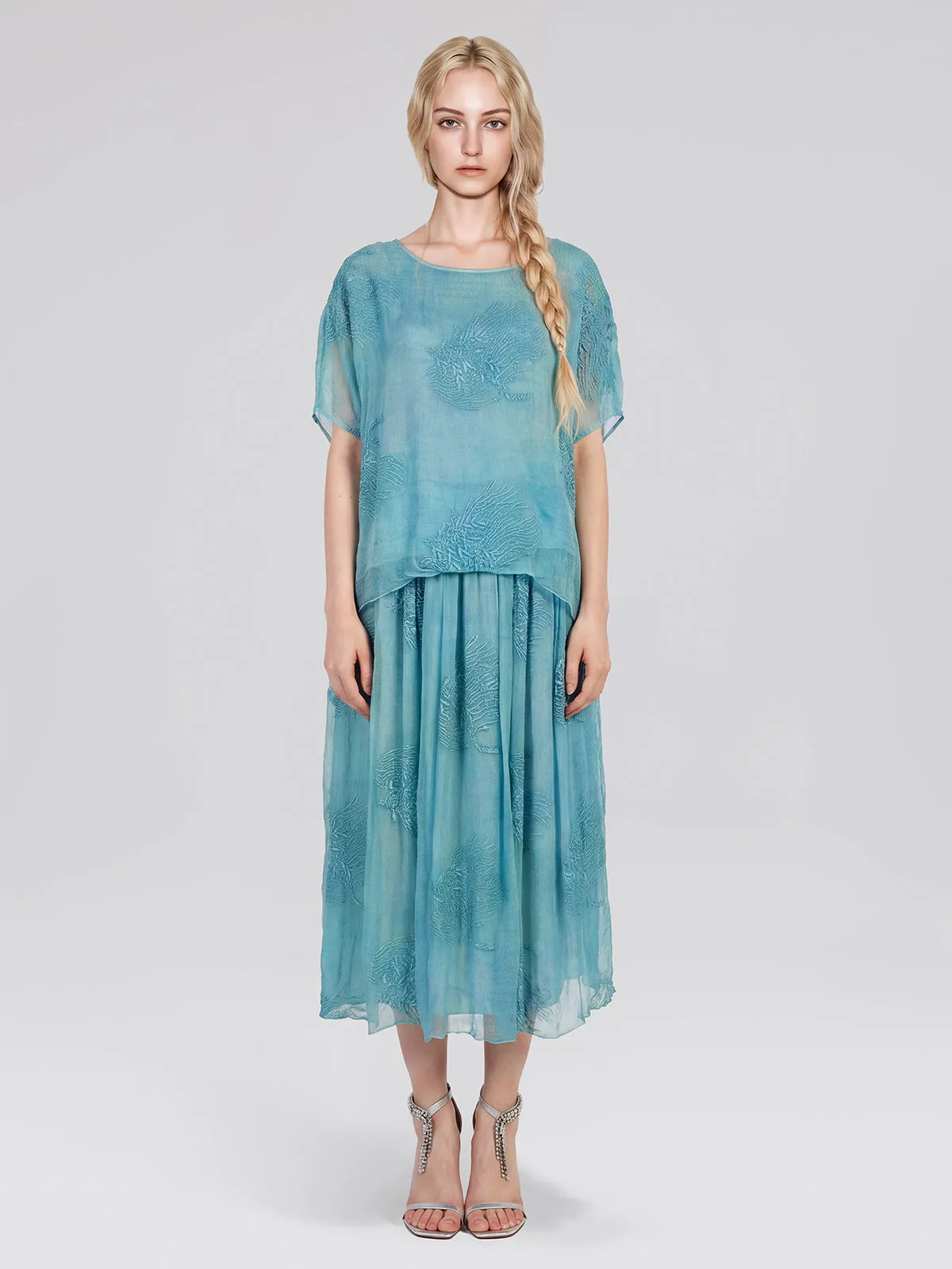 100% Color-Dyed Silk Floral Embroidered Set sold by Rich Radi Q's product image thumbnail 4