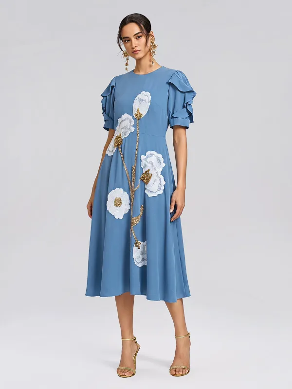 Sequin Embroidered Tulip Floral Dress made by Rich Radi Q's