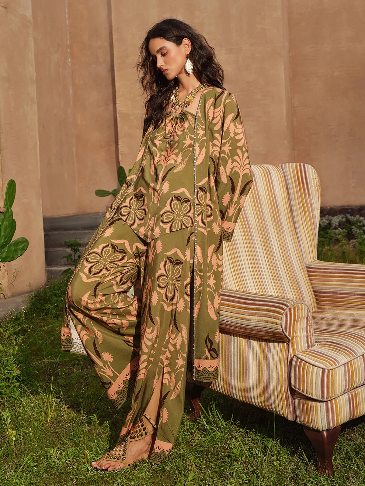 Vintage Botanical Print Belted Cover-Up sold by Rich Radi Q's product image thumbnail 4