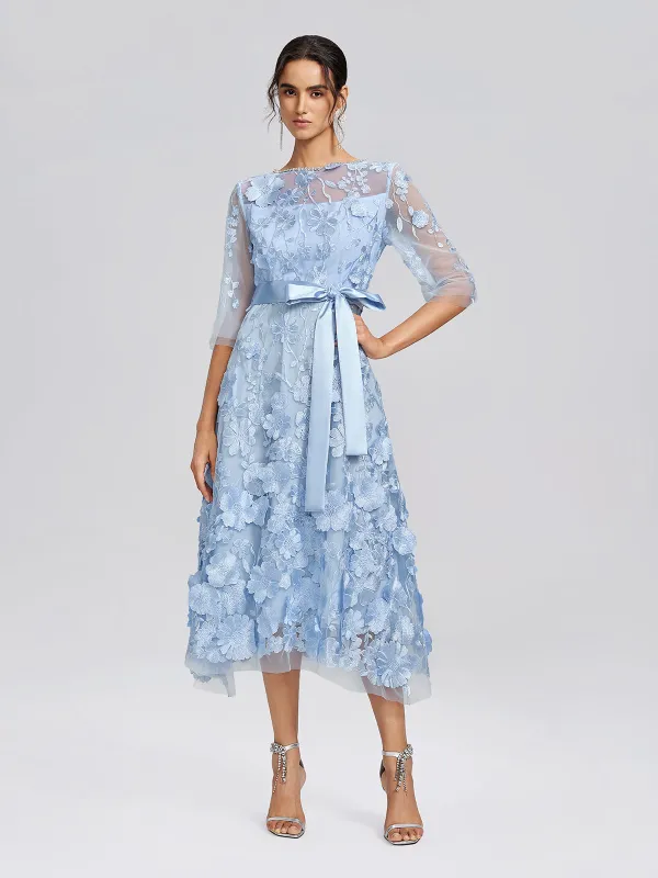 3D Floral Embroidered Mesh X-Waist Dress made by Rich Radi Q's