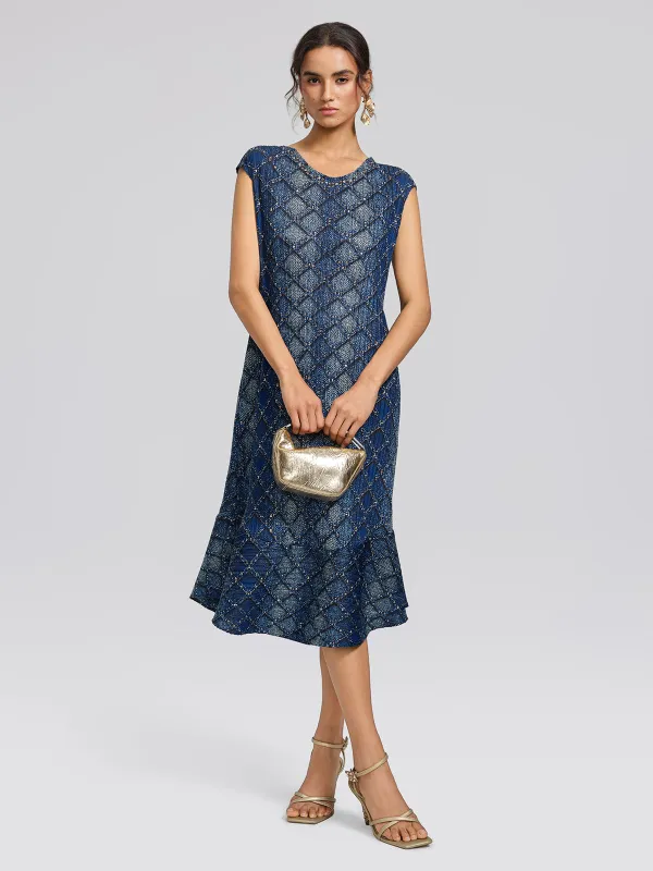 Pleated Diamond Print Mermaid Dress made by Rich Radi Q's