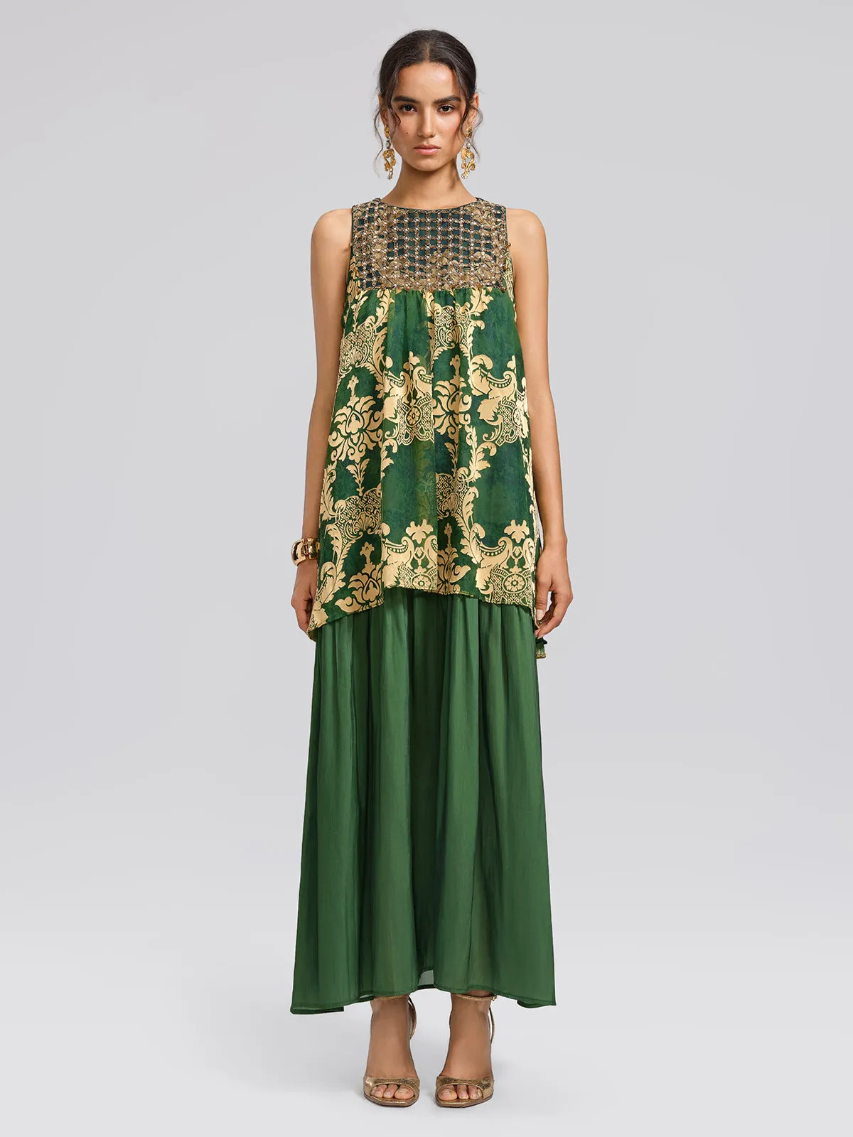 Pleated Jacquard Chiffon Beaded Gown sold by Rich Radi Q's product image thumbnail 2