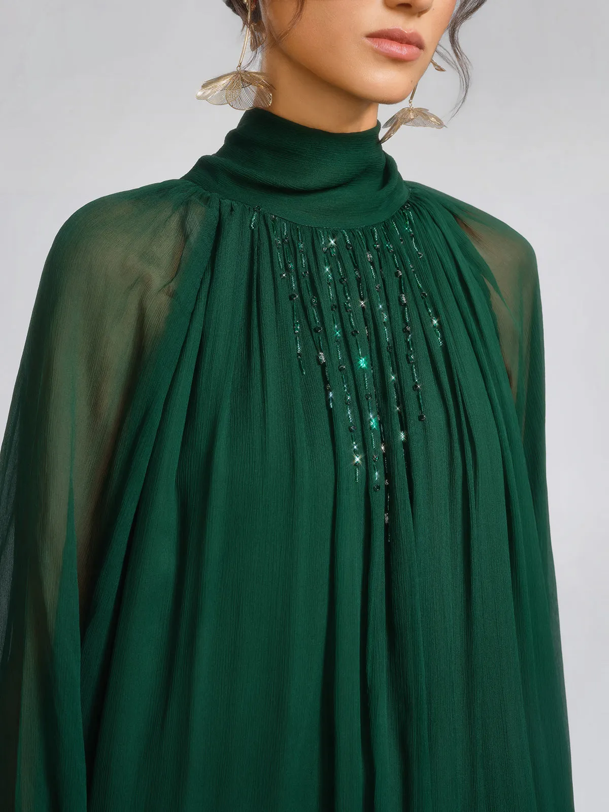 Silk Beaded Tie-Neck Dress(Waist Tie Included) sold by Rich Radi Q's product image thumbnail 4