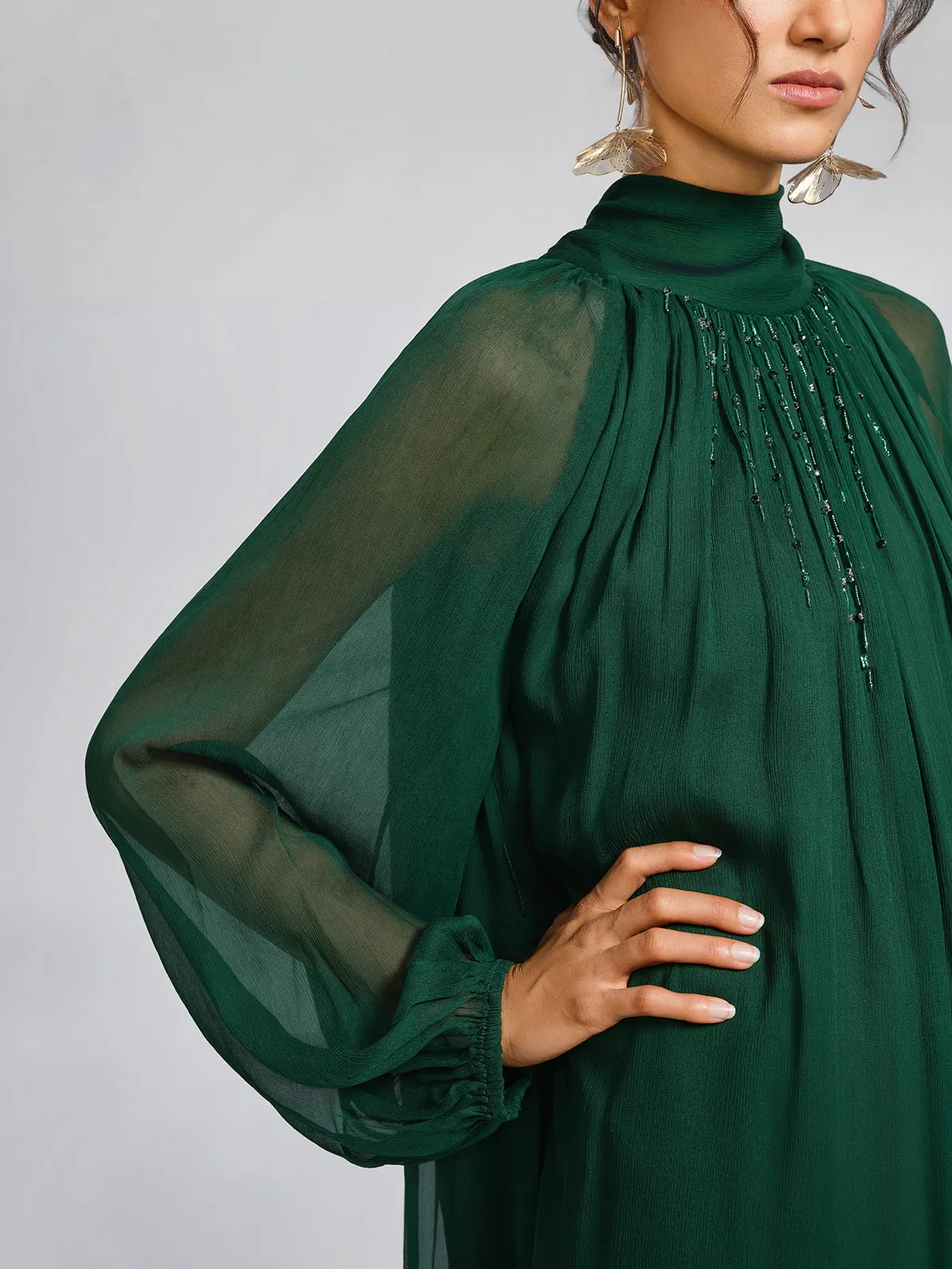 Silk Beaded Tie-Neck Dress(Waist Tie Included) sold by Rich Radi Q's product image thumbnail 5