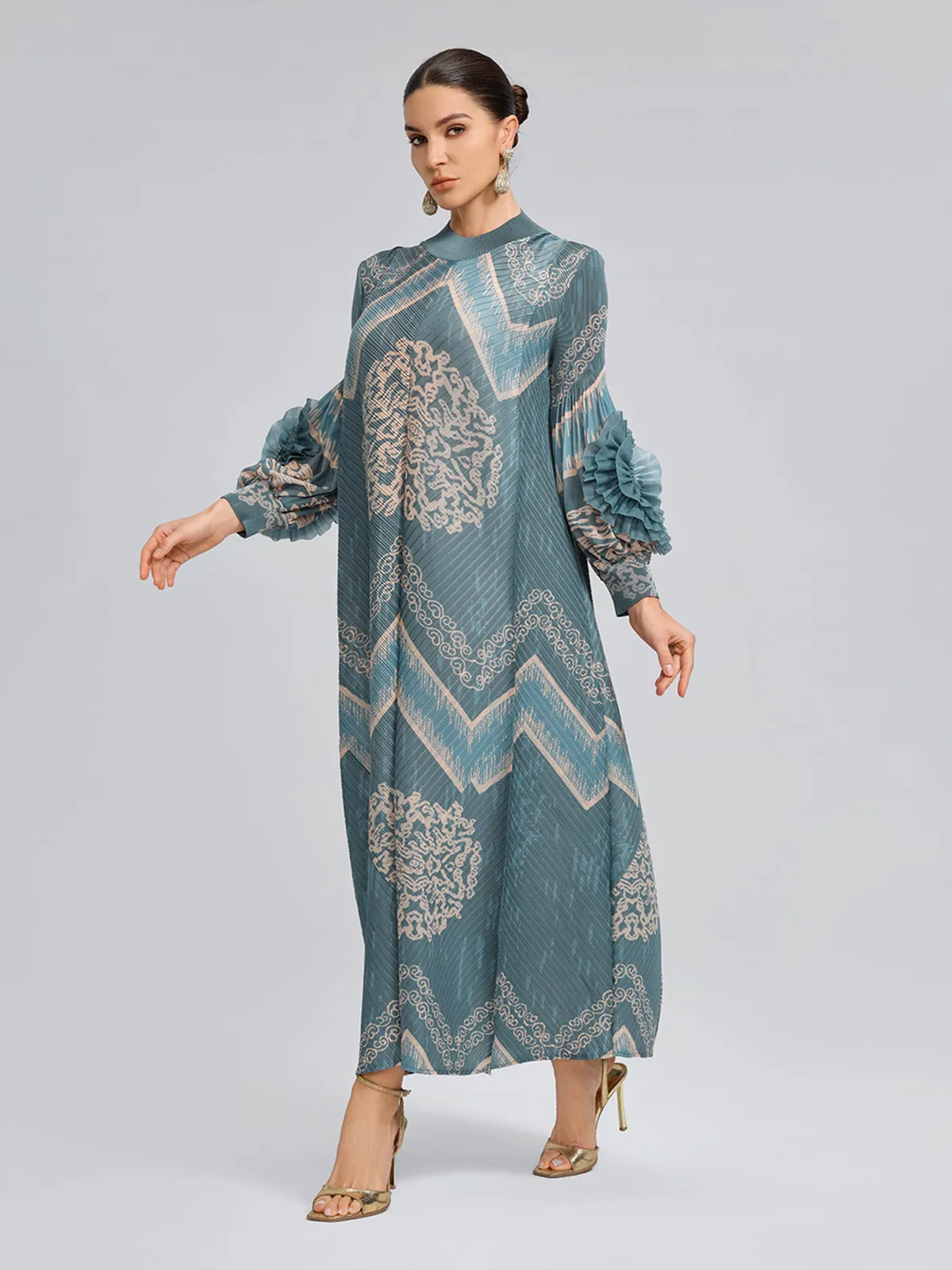 High-Stretch Pleated Printed Loose Dress sold by Rich Radi Q's product image thumbnail 4