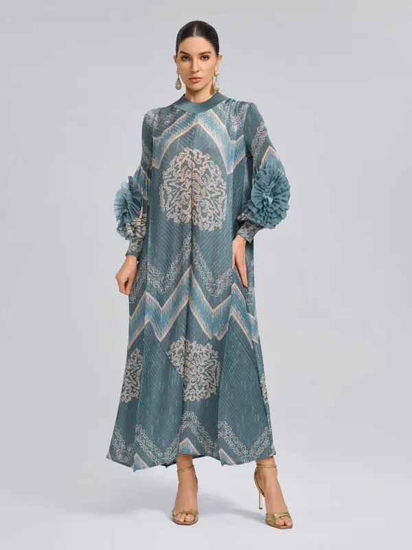 High-Stretch Pleated Printed Loose Dress made by Rich Radi Q's