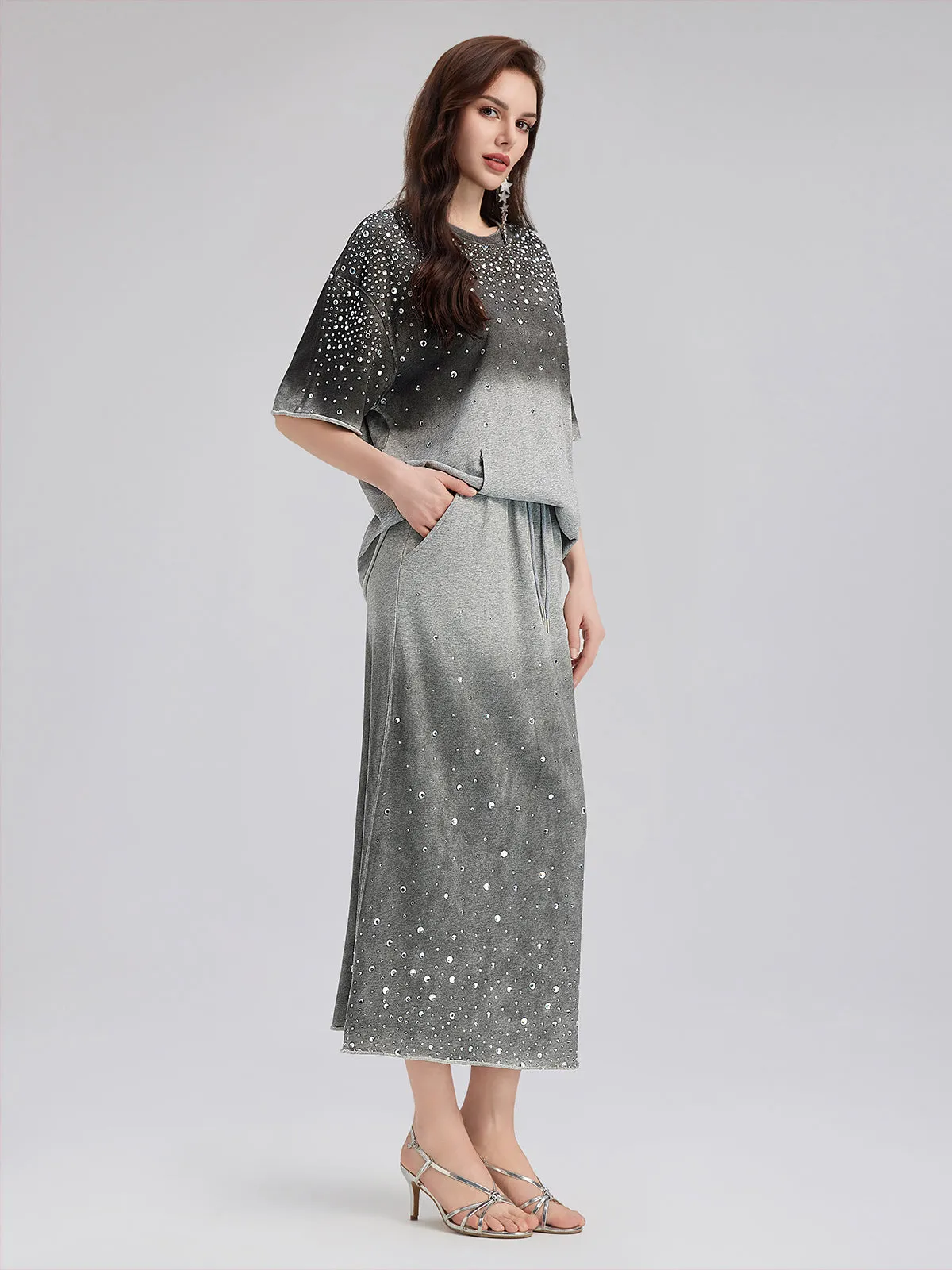 Final Sale | Gradient Coated Rhinestone Knit Skirt sold by Rich Radi Q's product image thumbnail 2