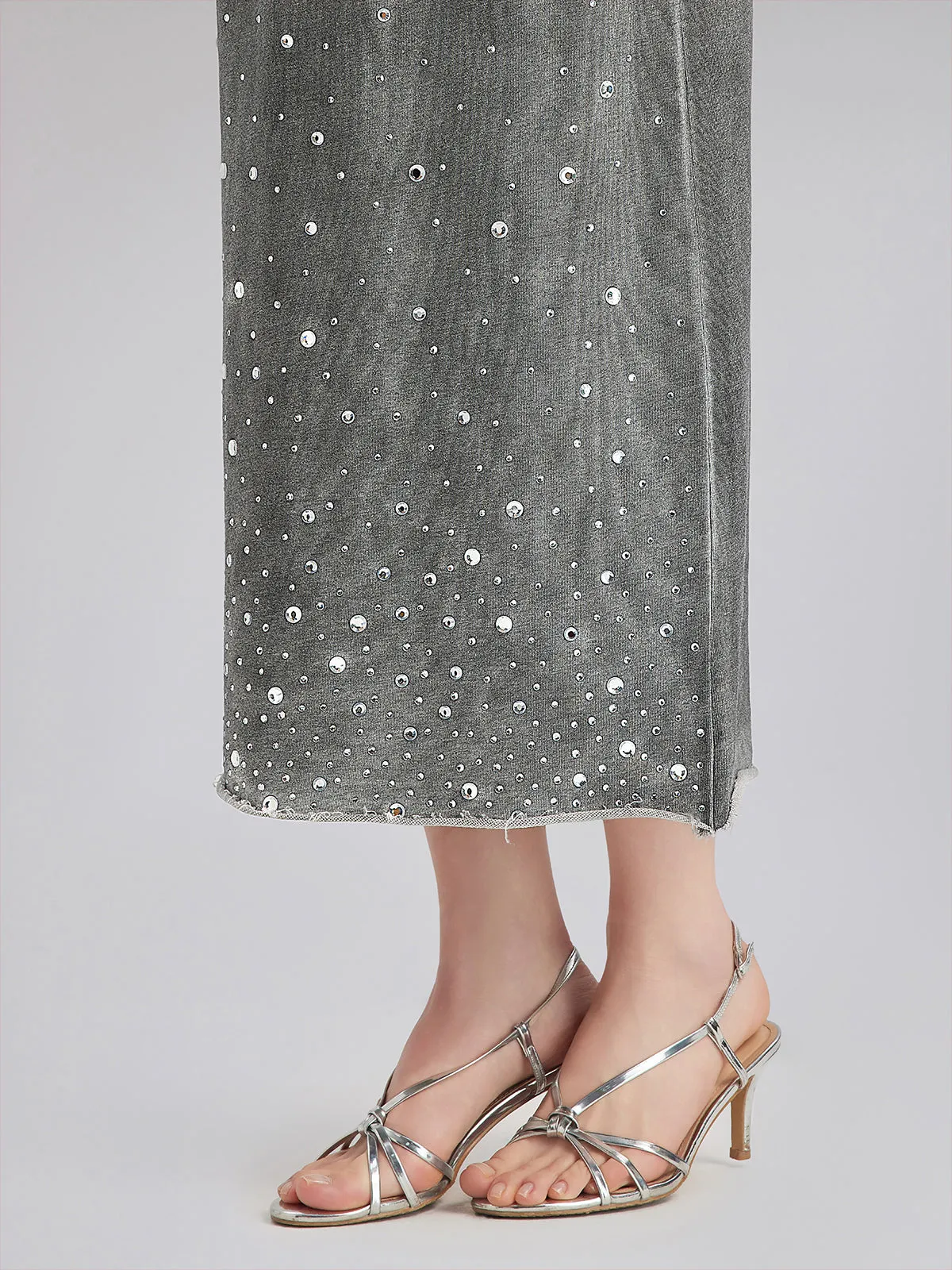 Final Sale | Gradient Coated Rhinestone Knit Skirt sold by Rich Radi Q's product image thumbnail 4