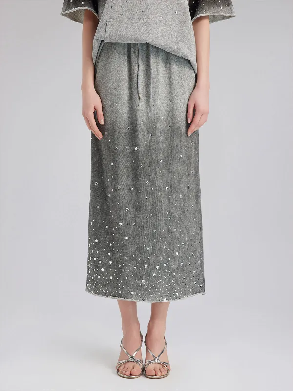 Final Sale | Gradient Coated Rhinestone Knit Skirt made by Rich Radi Q's