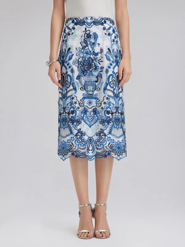 Final Sale | Guipure Lace Back Vent Skirt made by Rich Radi Q's