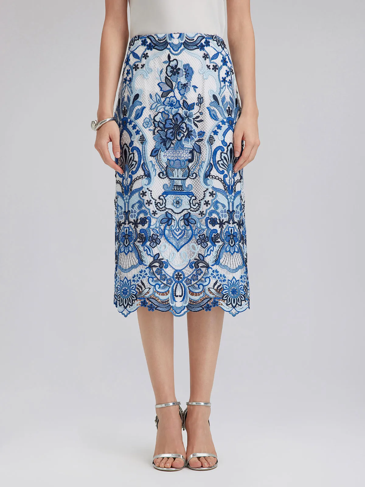 Final Sale | Guipure Lace Back Vent Skirt sold by Rich Radi Q's
