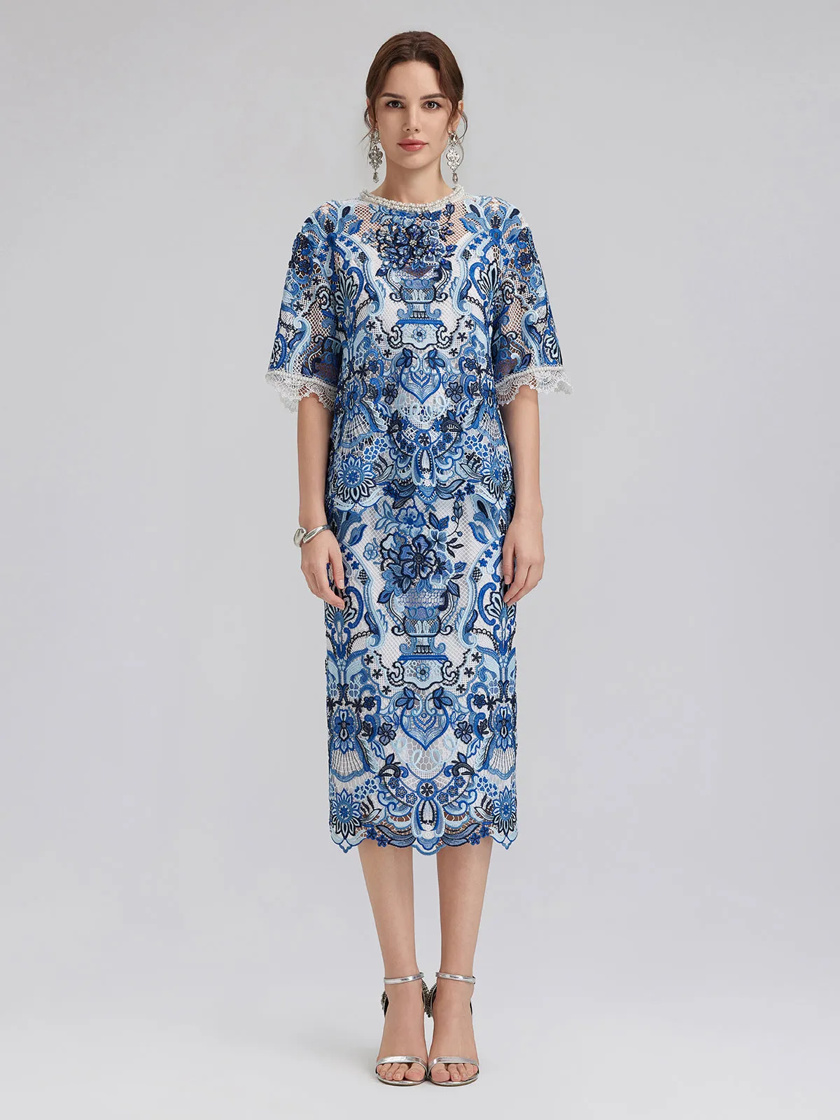 Final Sale | Guipure Lace Back Vent Skirt sold by Rich Radi Q's product image thumbnail 4
