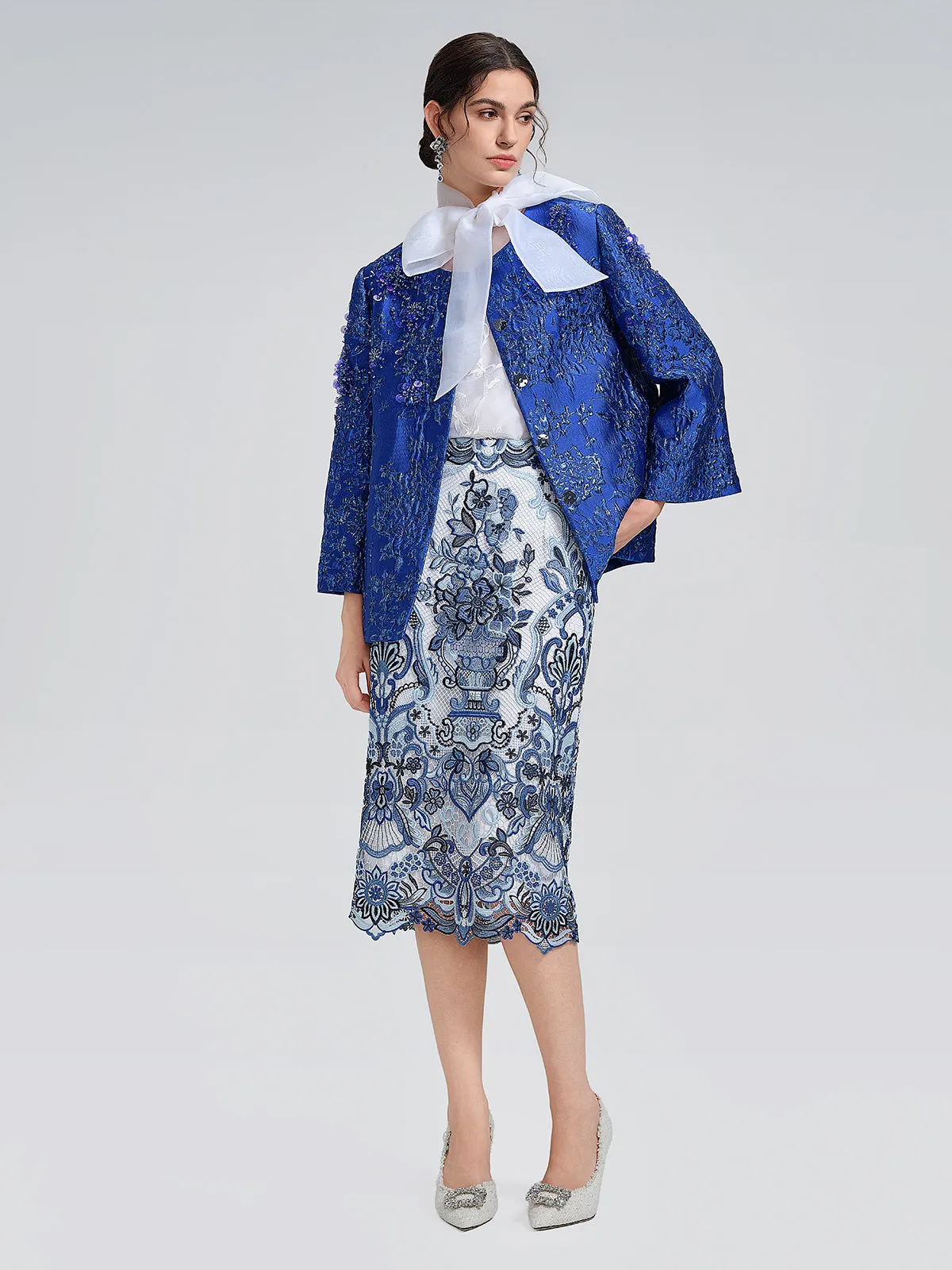 Final Sale | Guipure Lace Back Vent Skirt sold by Rich Radi Q's product image thumbnail 2