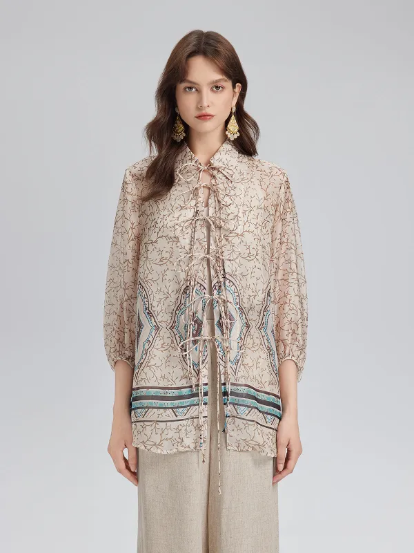 Final Sale | Tie-Front Vintage Floral Top made by Rich Radi Q's