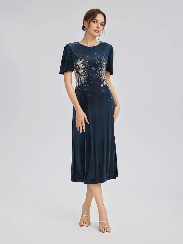 Two-Tone Velvet Rhinestone Embroidered Dress made by Rich Radi Q's