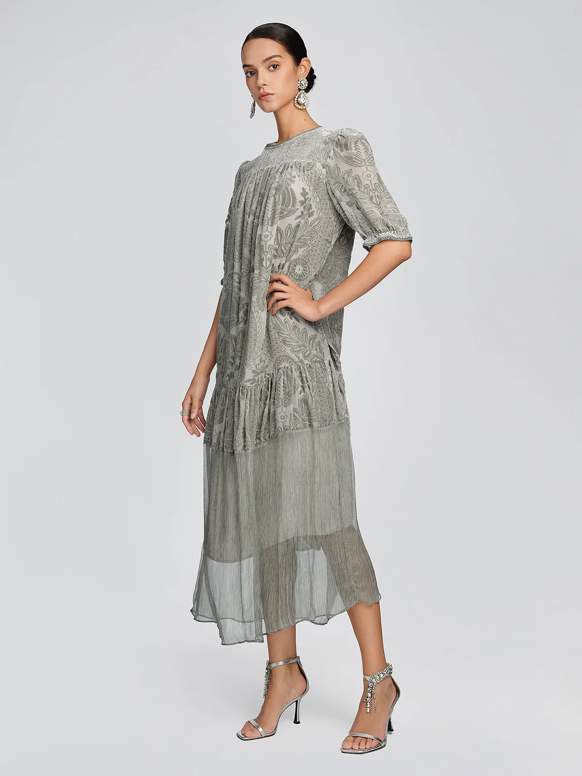 Silk Velvet Burnout Paisley Dress sold by Rich Radi Q's product image thumbnail 3