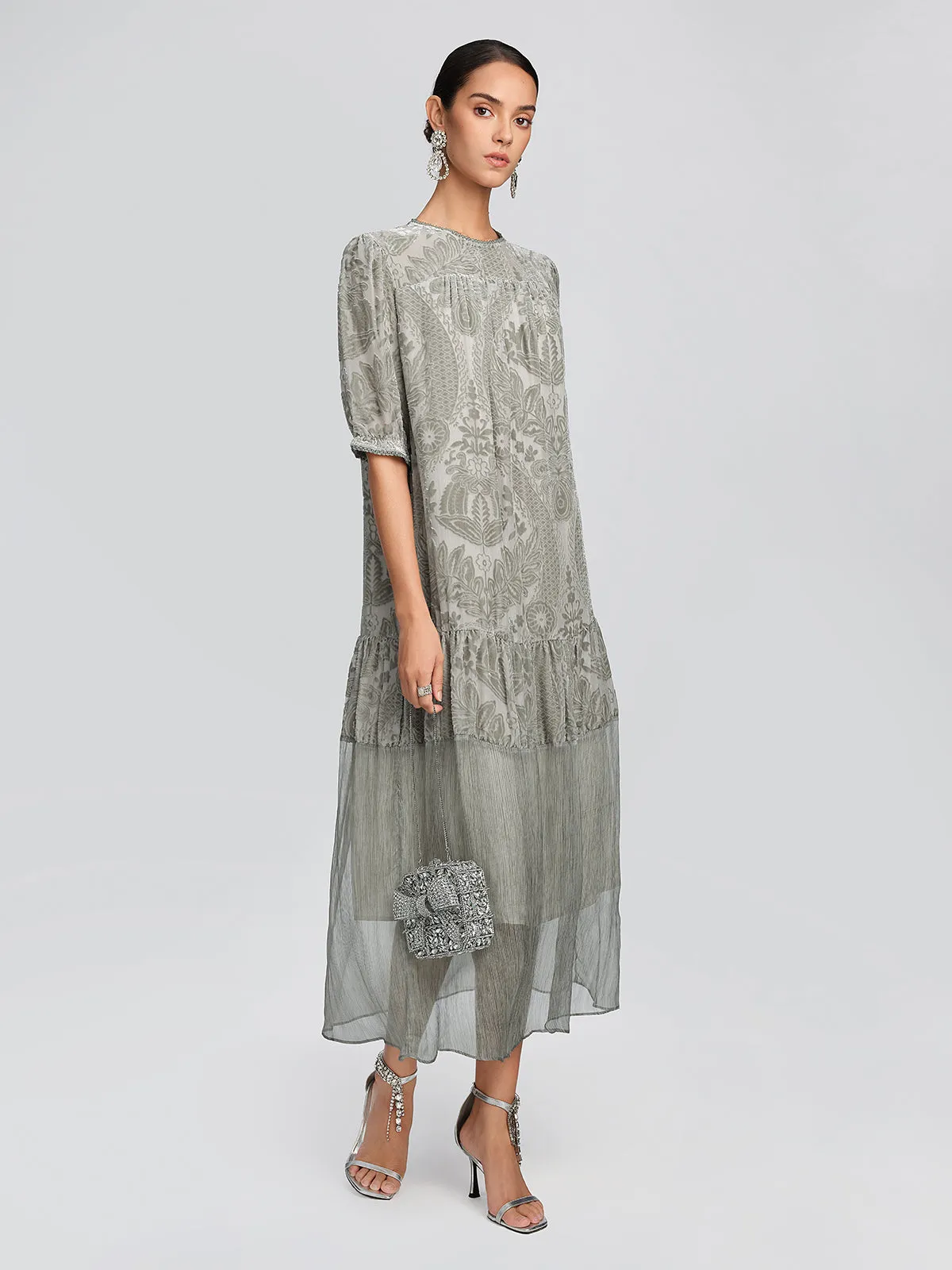Silk Velvet Burnout Paisley Dress sold by Rich Radi Q's product image thumbnail 4