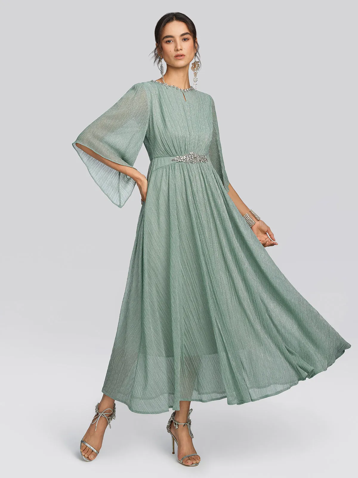 Metallic Pleated Tulle Layered Dress sold by Rich Radi Q's product image thumbnail 3