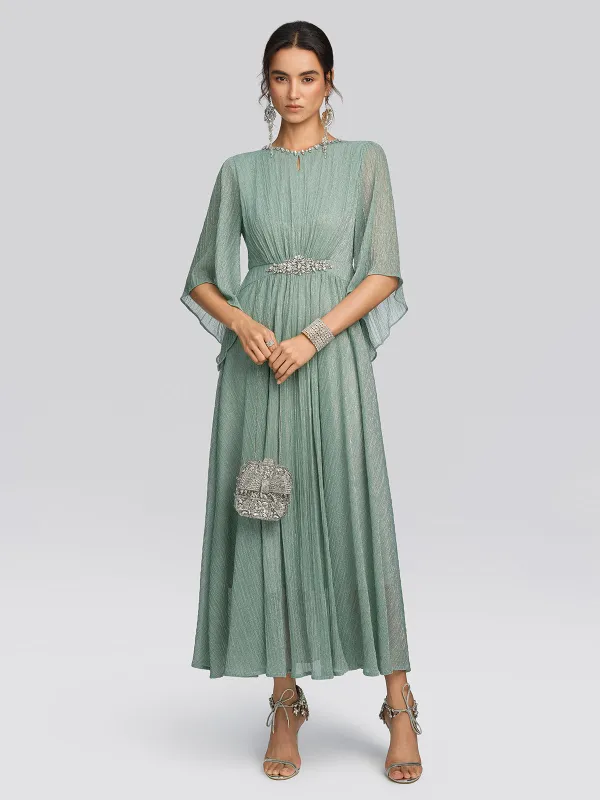 Metallic Pleated Tulle Layered Dress made by Rich Radi Q's