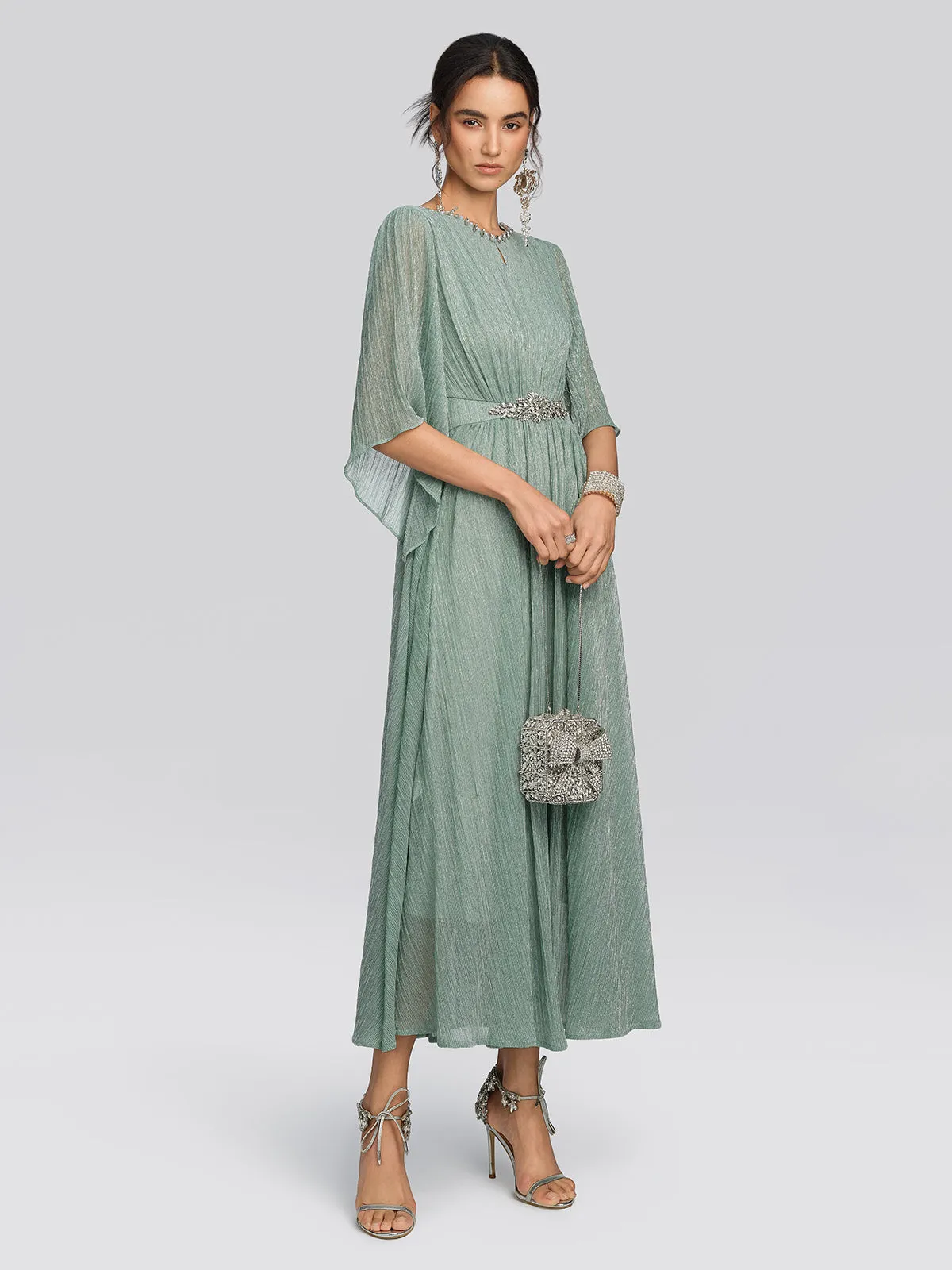 Metallic Pleated Tulle Layered Dress sold by Rich Radi Q's product image thumbnail 5