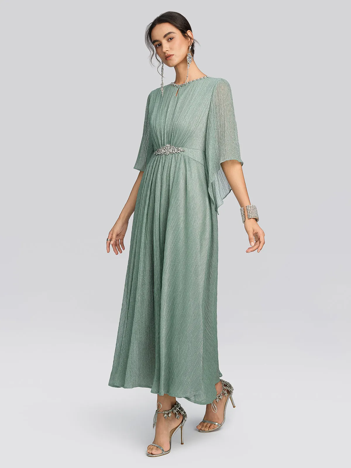 Metallic Pleated Tulle Layered Dress sold by Rich Radi Q's product image thumbnail 4
