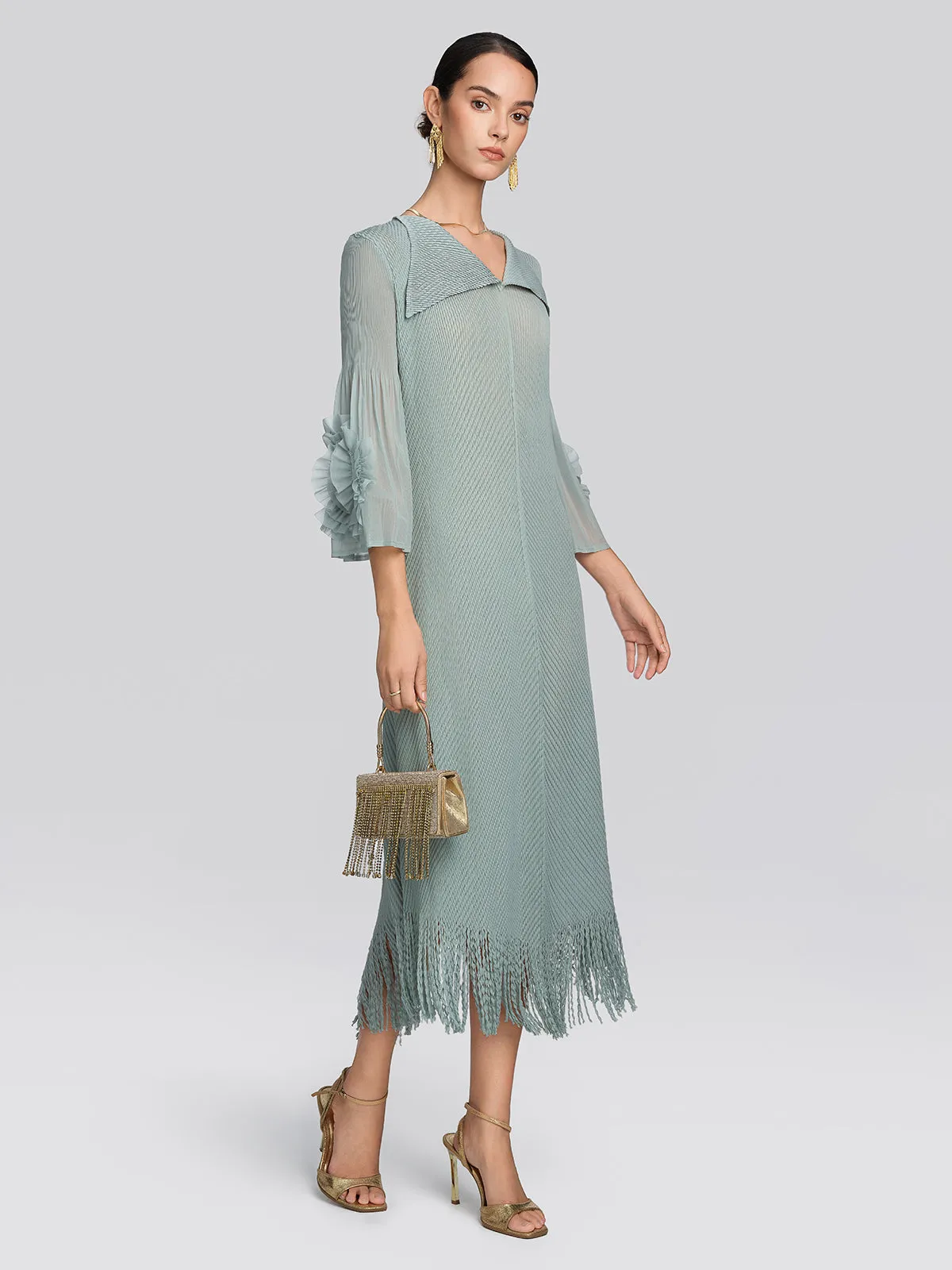 Pleated Diagonal Texture French Dress sold by Rich Radi Q's product image thumbnail 5