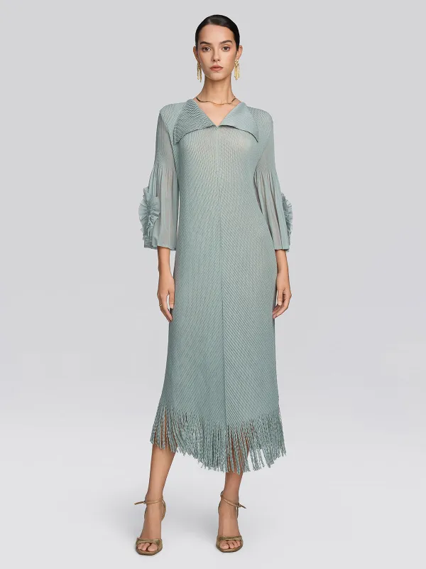 Pleated Diagonal Texture French Dress made by Rich Radi Q's