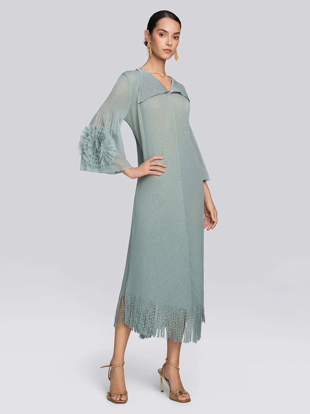 Pleated Diagonal Texture French Dress sold by Rich Radi Q's product image thumbnail 3