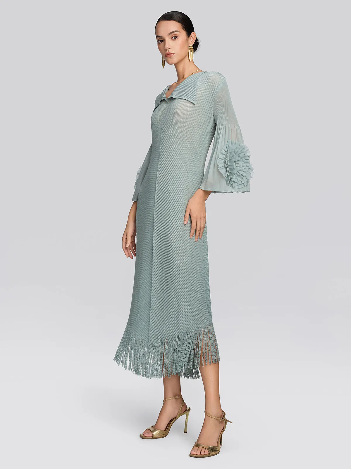 Pleated Diagonal Texture French Dress sold by Rich Radi Q's product image thumbnail 4