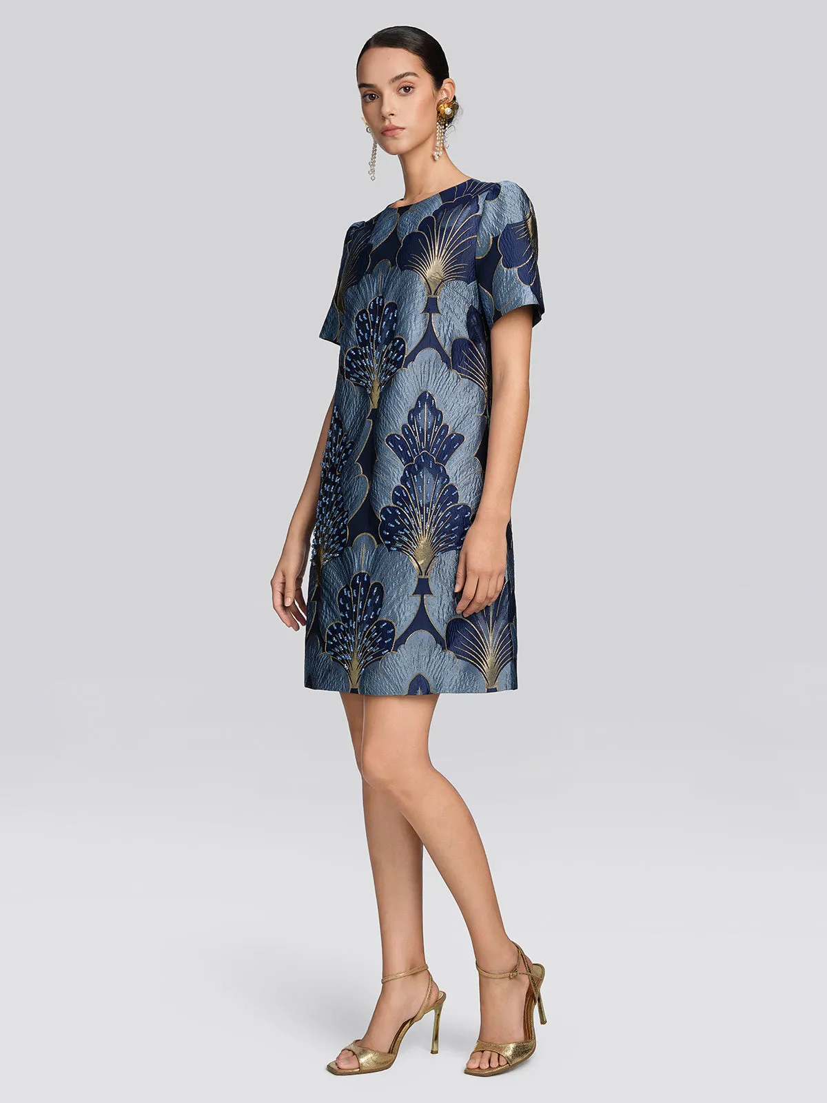 Jacquard Metallic Thread Beaded Dress sold by Rich Radi Q's product image thumbnail 5