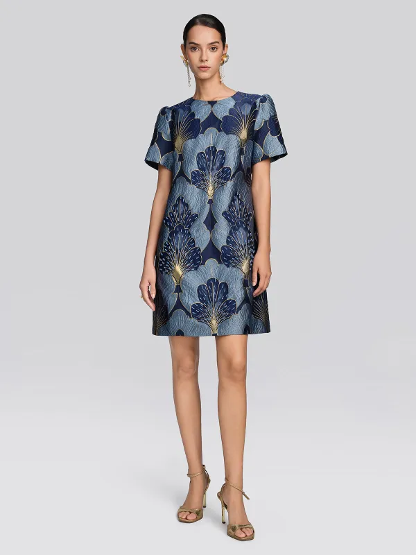 Jacquard Metallic Thread Beaded Dress made by Rich Radi Q's