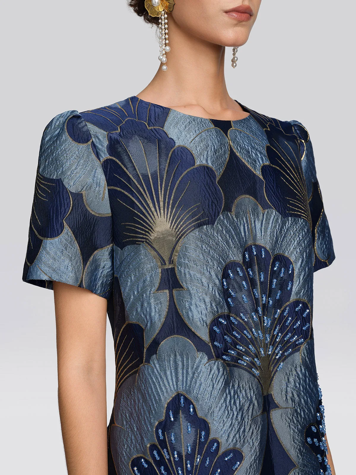 Jacquard Metallic Thread Beaded Dress sold by Rich Radi Q's product image thumbnail 2