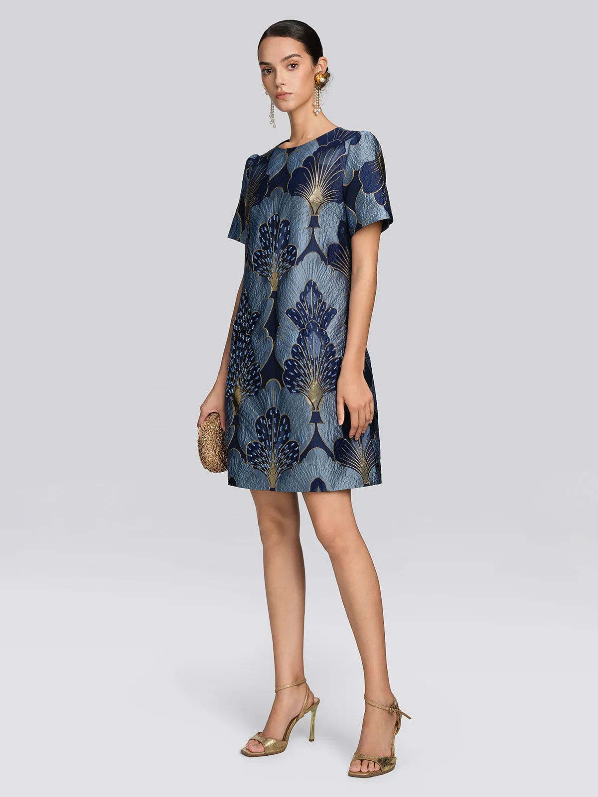 Jacquard Metallic Thread Beaded Dress sold by Rich Radi Q's product image thumbnail 3