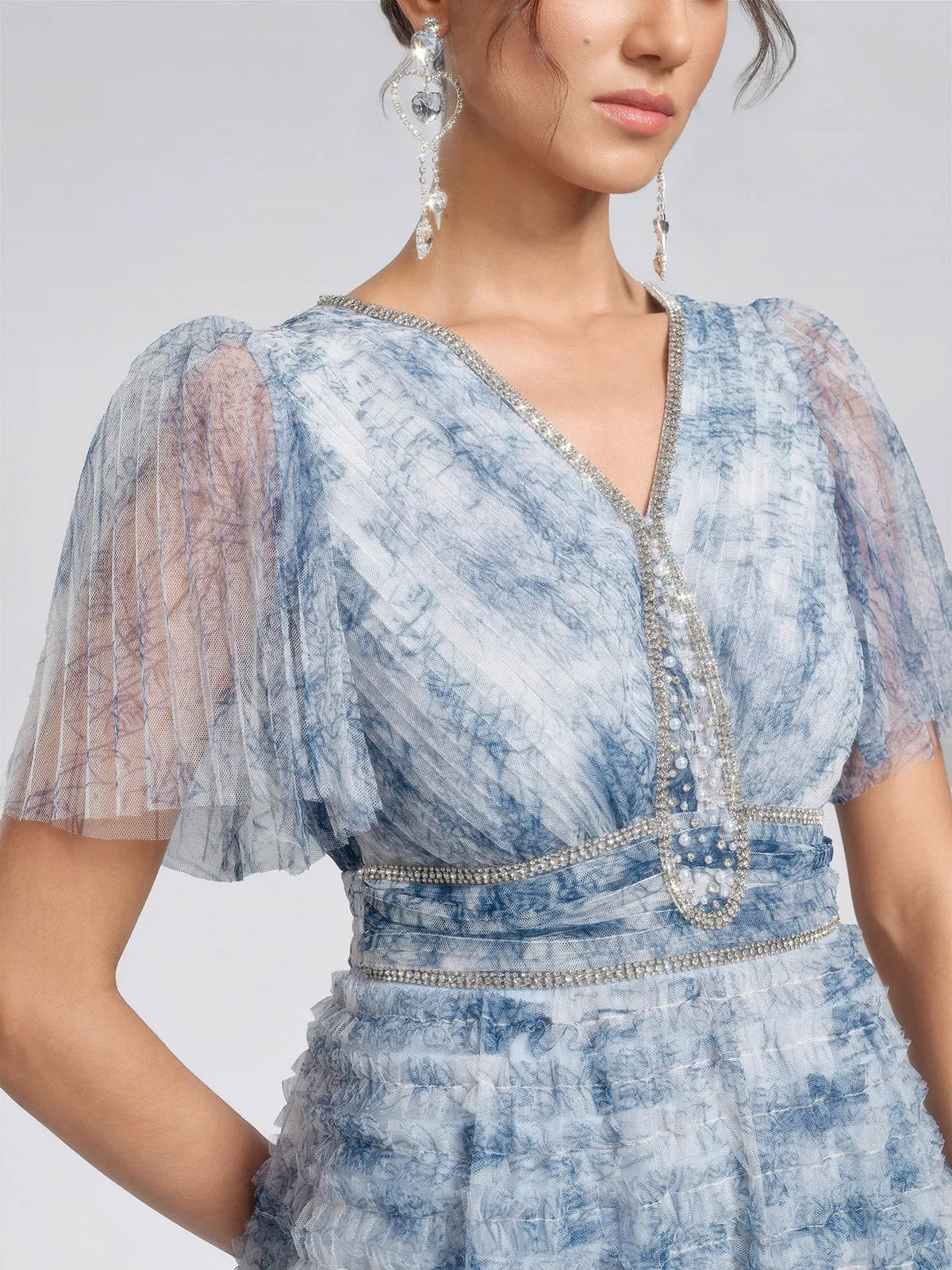 Watercolor Tulle Print Ruffle Dress sold by Rich Radi Q's product image thumbnail 2