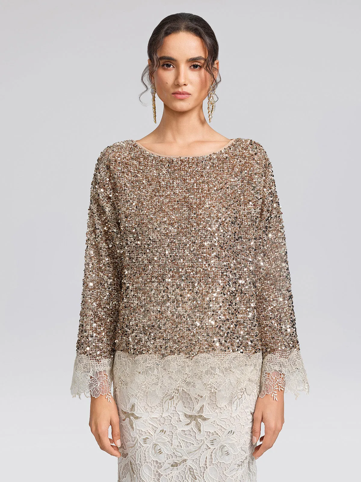 Sequin Floral Lace Blouse sold by Rich Radi Q's product image thumbnail 5