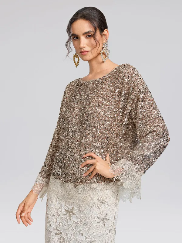 Sequin Floral Lace Blouse made by Rich Radi Q's