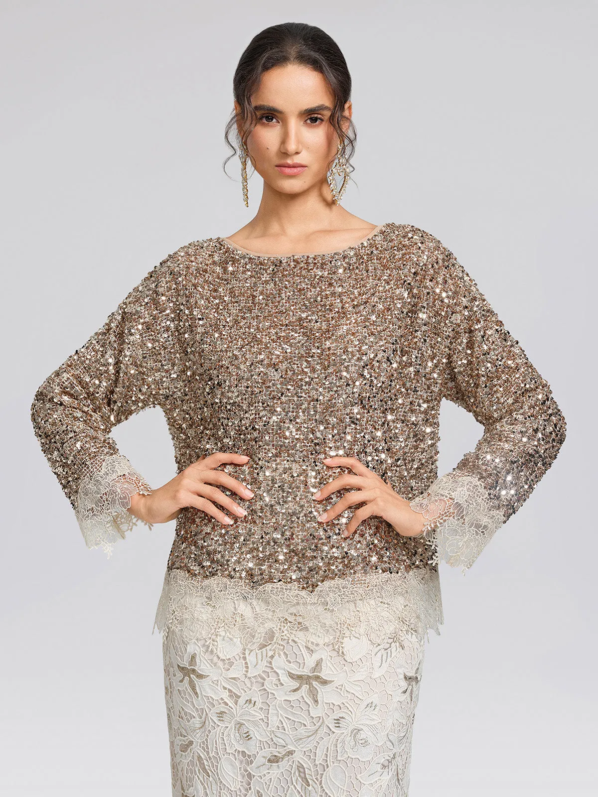Sequin Floral Lace Blouse sold by Rich Radi Q's product image thumbnail 3