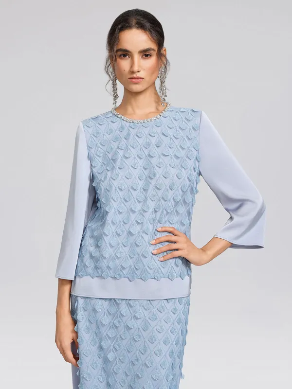 Mesh Ginkgo Embroidery Pearl Blouse made by Rich Radi Q's